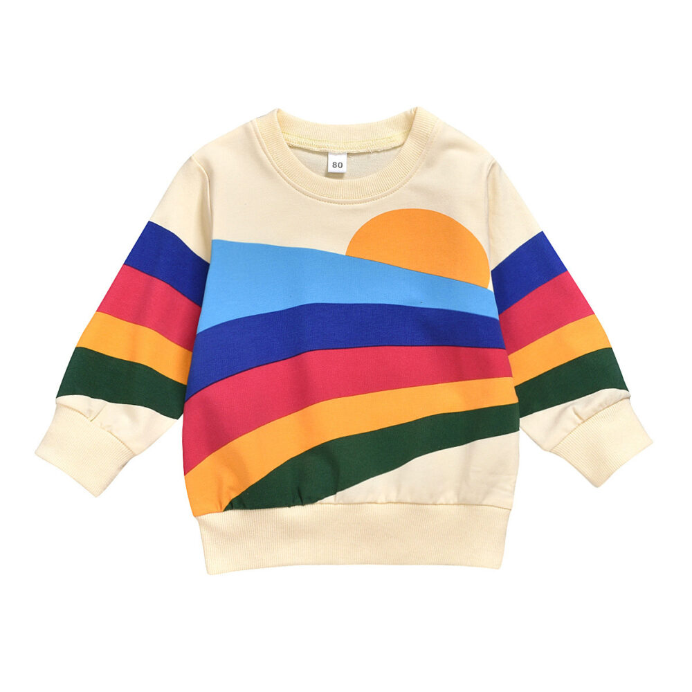 Western Style Rainbow Print Long Sleeved