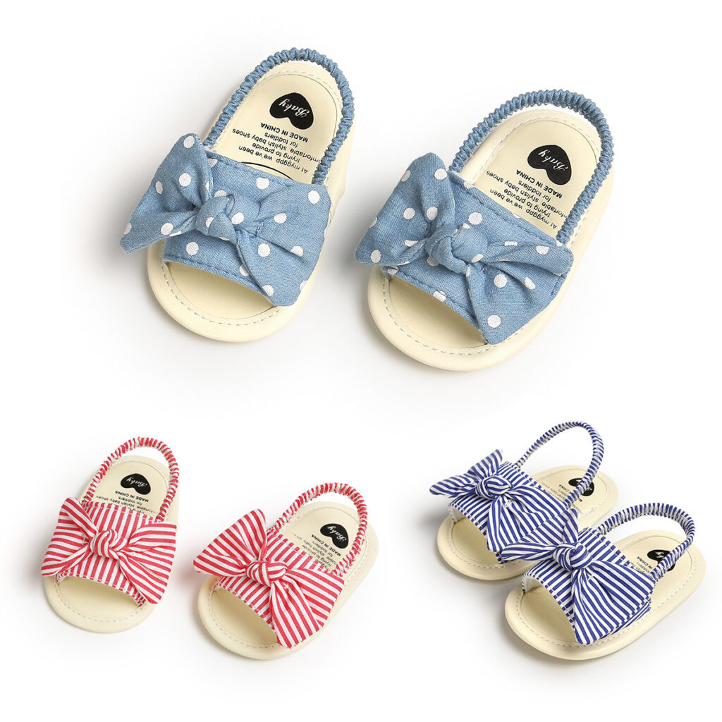 Striped Bow Refreshing Baby Sandals Toddler