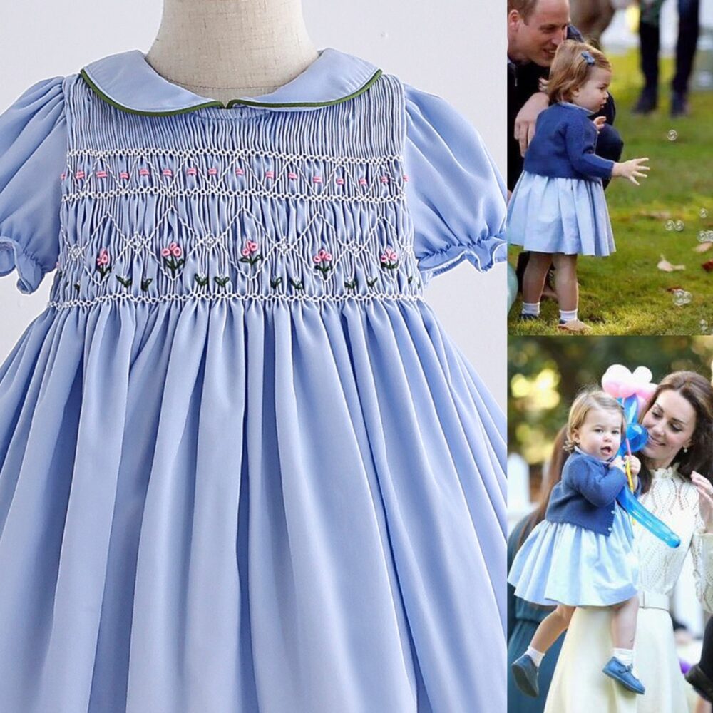 Handmade Cotton Blue And Short-sleeved Flowy & Comfortable Dress - Image 3