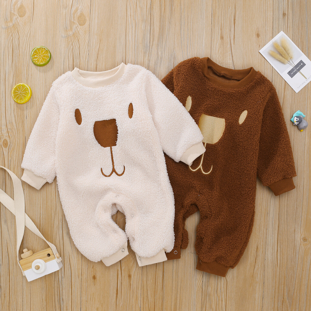 Infant Brown White Two-tone Bear Printed