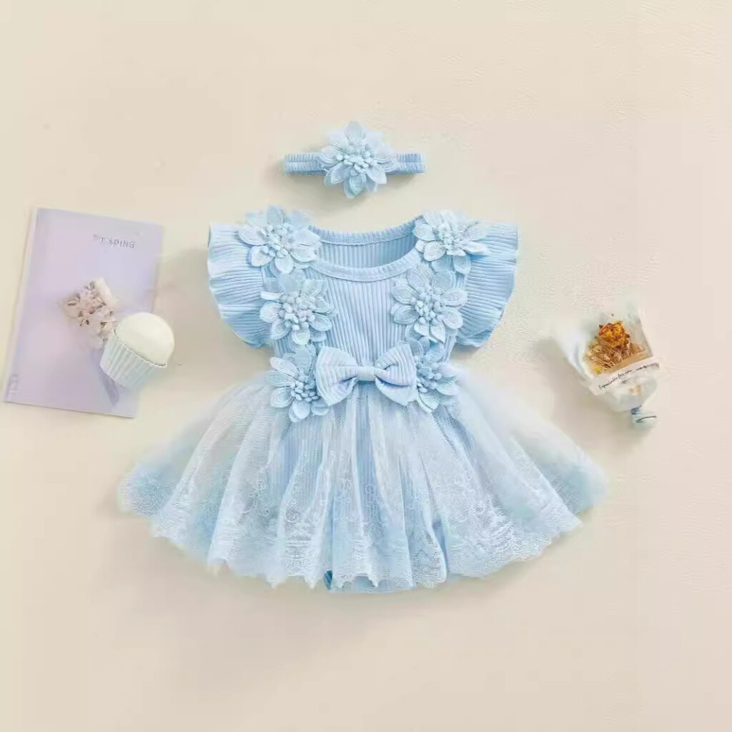 Baby Short Sleeve Romper Flowy & Comfortable Dress - Image 2