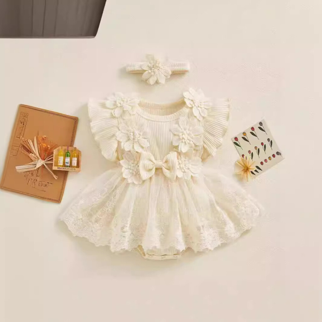 Baby Short Sleeve Romper Flowy & Comfortable Dress - Image 3