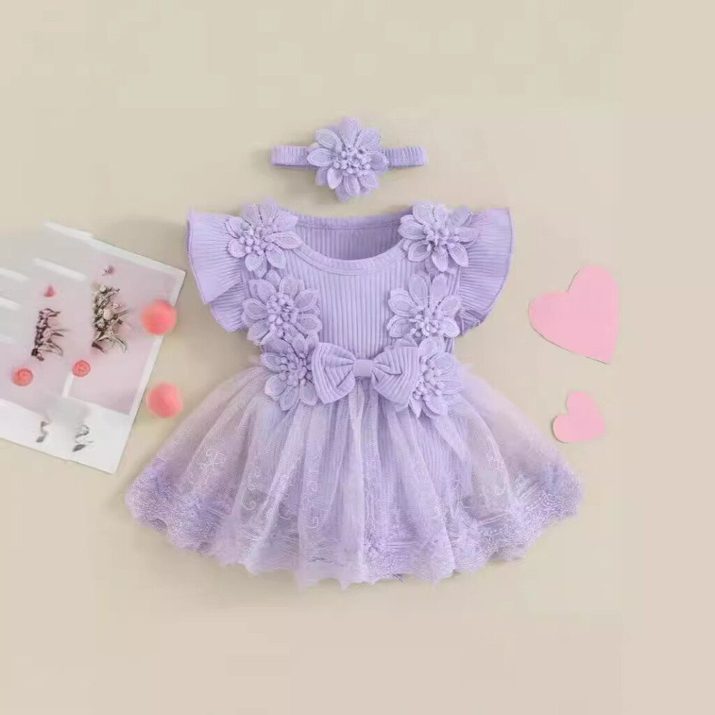 Baby Short Sleeve Romper Flowy & Comfortable Dress - Image 5