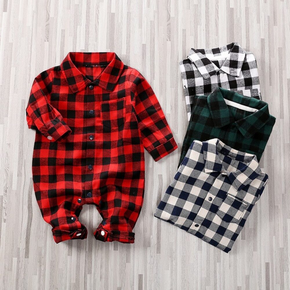 Baby striped plaid onesie