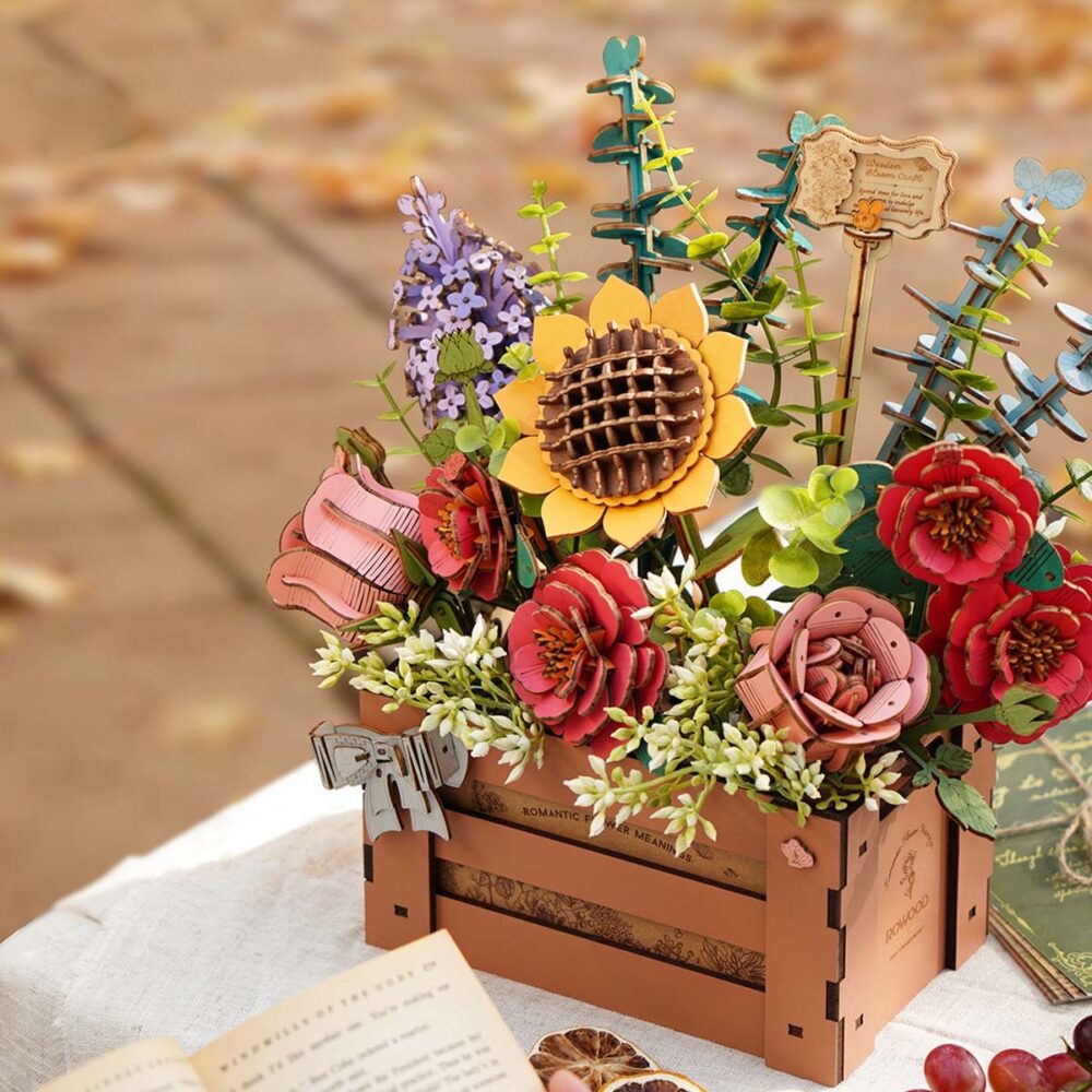 Rowood DIY Wooden Flower Bouquet 3D - Image 4