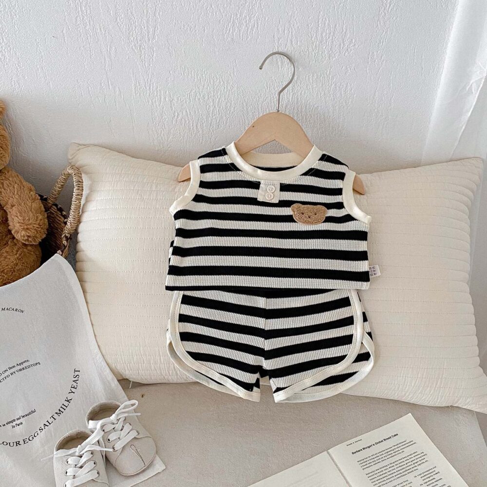 Baby Waffle Bear Sleeveless Top Two-piece - Image 6