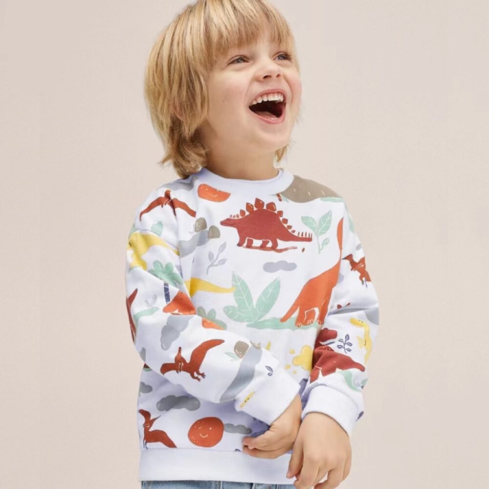 Boy's Long-sleeved Baby Top Cotton Dinosaur