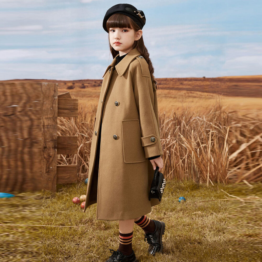 Girls' Woolen Coat Mid-length And - Image 3