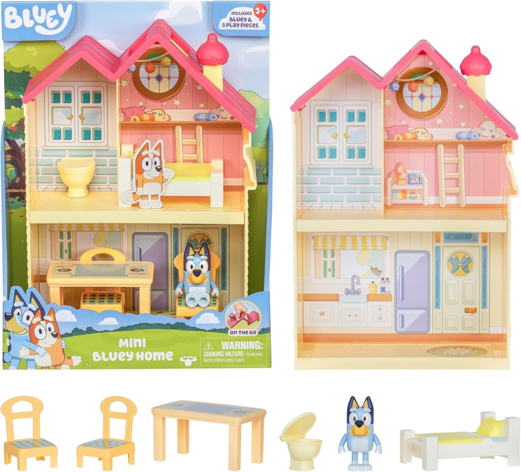 Bluey Mini Home Playset | Compact House Playset with Carry Handle | Three Different Rooms | Kitchen, Bedroom and Bathroom | Includes Figure with 5 Play Pieces - Image 2