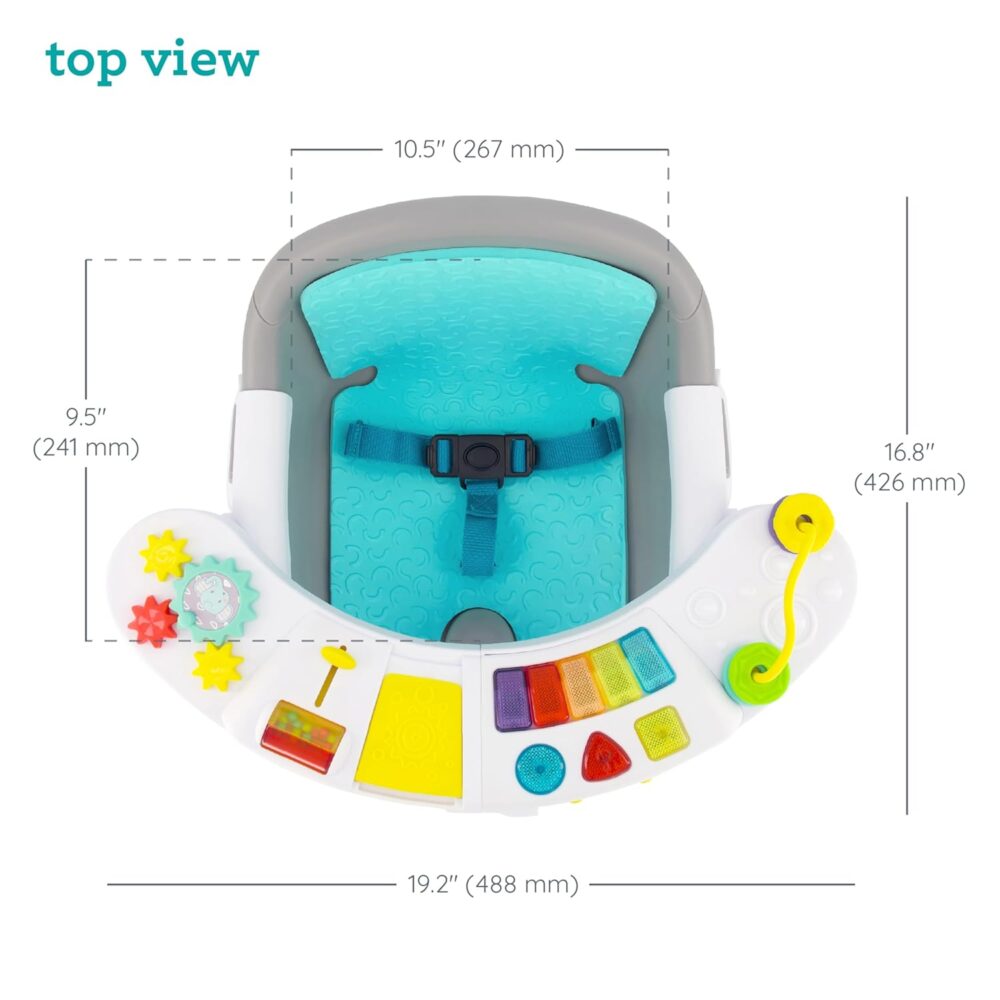 Infantino Music & Lights 3-in-1 Discovery Seat and Booster - Convertible, Infant Activity and Feeding Seat with Electronic Piano for Sensory Exploration, for Babies and Toddlers, Teal - Image 2