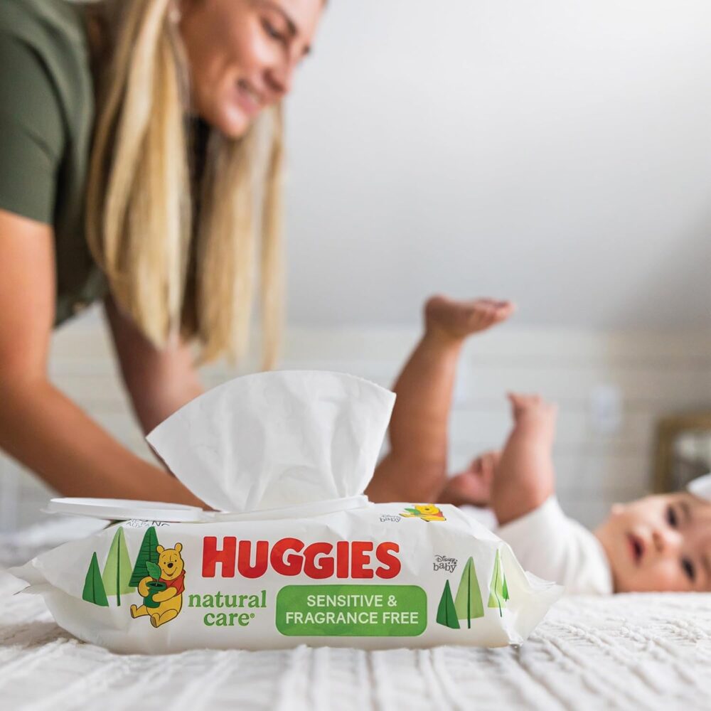 Huggies Natural Care Sensitive Baby Wipes, Unscented, Hypoallergenic, 99% Purified Water, 12 Flip-Top Packs (768 Wipes Total), Packaging May Vary - Image 7